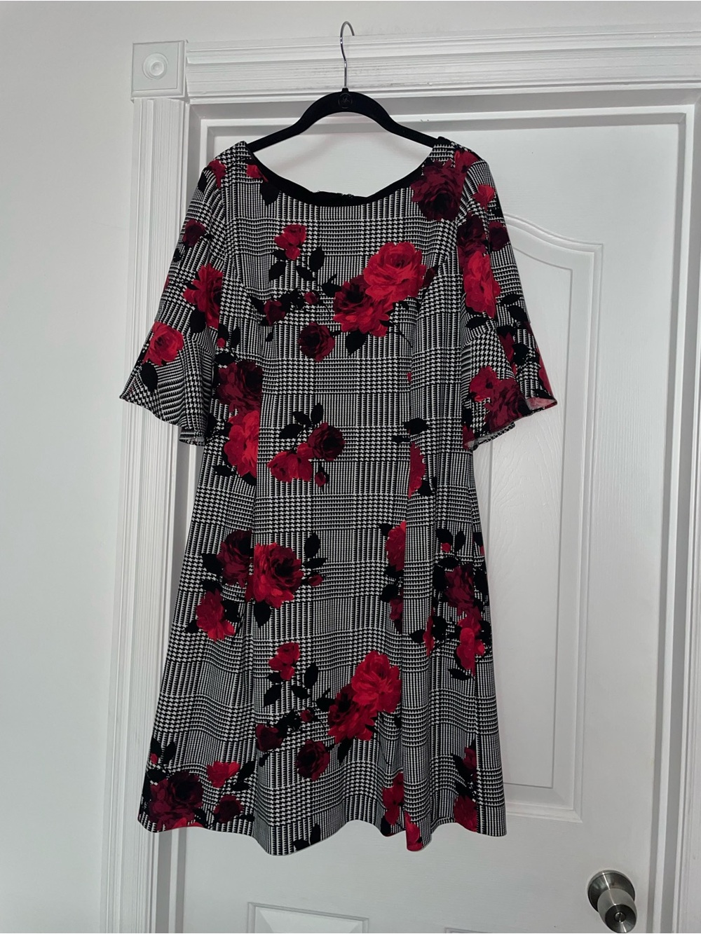 Jessica Howard Houndstooth/floral Dress Geometric Modest Womens Sz 14